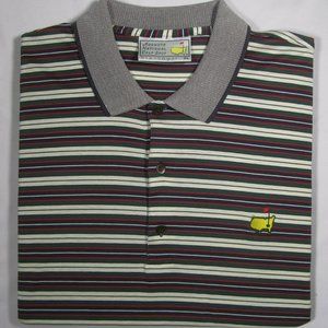Augusta National Striped Polo Shirt in White, Navy & Green